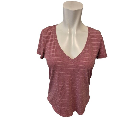 Lululemon Love Tee Pima Cotton T-Shirt Heather Merlot Stripe Shirt Size 6 - Picture 3 of 6